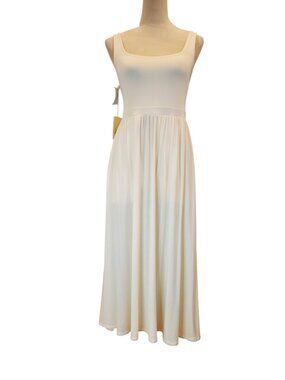 NEW WILFRED Aritzia SZ M Market Midi Tank Square-neck Dress in Light Birch